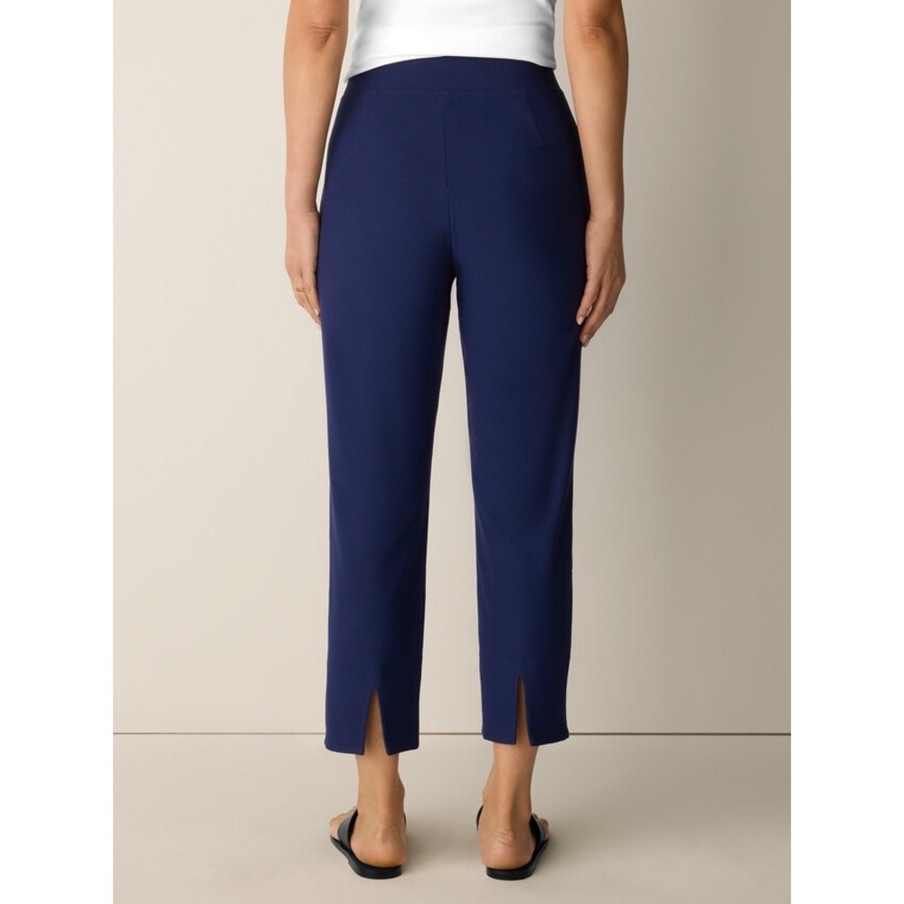 NWT Eileen Fisher Slim Ankle Pant Midnight Blue L Viscose Stretch Minimalist